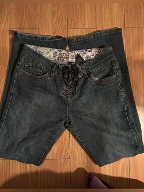 Dark Wash Lace-Up Jeans
